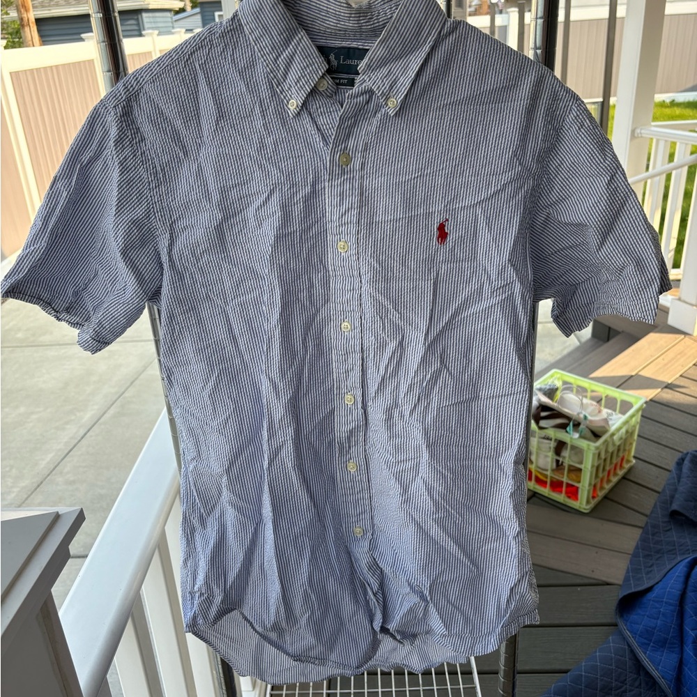 Polo by Ralph Lauren Casual Blue and White Button Down Shirt